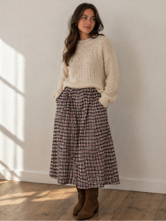 Appleseed's Dresses & Skirts - NWT Appleseeds Skirt Petite 6P Plaid Button Zip Pockets Minimalist Academia